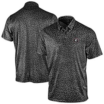Men's Antigua Black Georgia Bulldogs Mono Floral Polo
