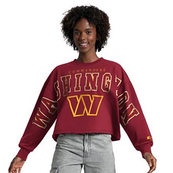 Women's Starter Burgundy Washington Commanders Bleachers Cropped Sweatshirt