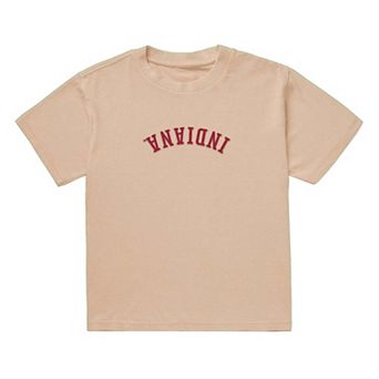 Men's Uscape Apparel Tan Indiana Hoosiers Upside Down Embroidered Vintage Heavyweight T-Shirt
