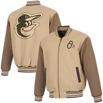 Men's JH Design Tan/Brown Baltimore Orioles Reversible Canvas Full-Zip Jacket