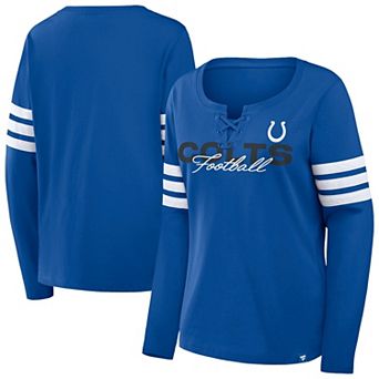 Women's Fanatics Royal/Gray Indianapolis Colts Plus Size Coverage Scheme Lace-Up Long Sleeve T-Shirt
