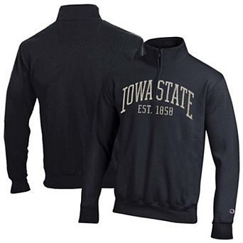 Men's Champion Black Iowa State Cyclones Powerblend Quarter-Zip Pullover