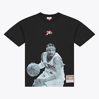 Men's Mitchell & Ness Allen Iverson Black Philadelphia 76ers Hardwood Classics Player T-Shirt