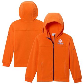 Youth Columbia Orange Clemson Tigers Flanker Fleece Full-Zip Hoodie