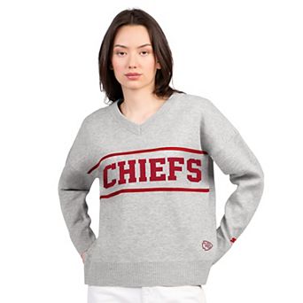 Women's Starter Gray Kansas City Chiefs Best Shot V-Neck Sweater