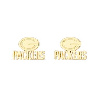 Women's LUV AJ Gold Green Bay Packers Logo Stud Earrings