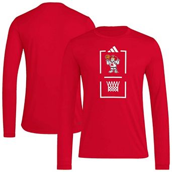 Men's adidas Scarlet Nebraska Huskers On-Court Pregame Long Sleeve T-Shirt