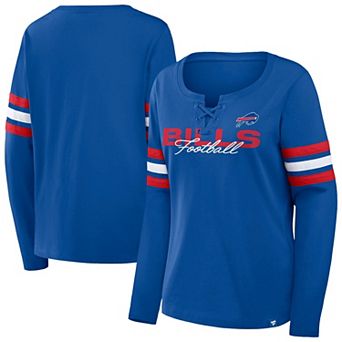 Women's Fanatics Royal/Red Buffalo Bills Plus Size Coverage Scheme Lace-Up Long Sleeve T-Shirt
