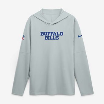 Men's Nike Silver Buffalo Bills Rivalries Collection Sideline Lightweight Hooded Long Sleeve Top