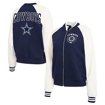 Women's WEAR by Erin Andrews Navy Dallas Cowboys Full-Zip Fleece Varsity Jacket