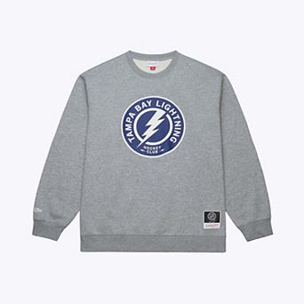 Men's Mitchell & Ness Heather Gray Tampa Bay Lightning Walk-Off Logo Fleece Crewneck Sweatshirt