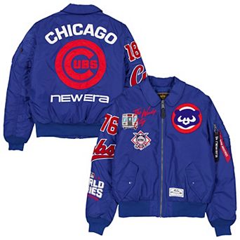 Men's New Era x Alpha Industries Royal Chicago Cubs MA-1 Full-Zip Bomber Jacket
