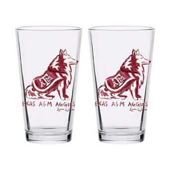 Indigo Falls Texas A&M Aggies Laura Wilcox Mascot Pint Glass Set of 2