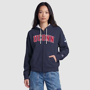 Women's Champion Navy UConn Huskies Arch Full-Zip Fleece Hoodie