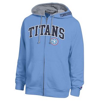 Men's Champion Light Blue/Heather Gray Tennessee Titans Full-Zip Hoodie