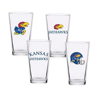 Kansas Jayhawks 16oz. Collector Pint Glass Four-Piece Set