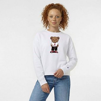 Women's Champion White Alabama Crimson Tide Teddy Bear Fleece Sweatshirt