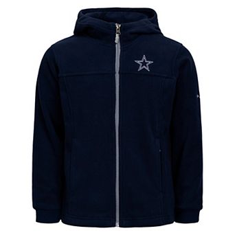 Youth Columbia Navy Dallas Cowboys Flanker Fleece Full-Zip Hoodie
