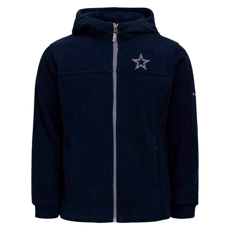 Columbia Navy Dallas Cowboys Flanker Fleece Full-Zip Hoodie, Kids Unisex