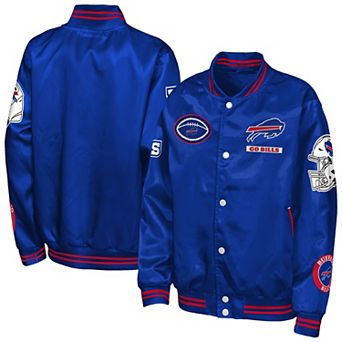 Youth Outerstuff Royal Buffalo Bills Grid Runner Satin Patch Varsity Jacket
