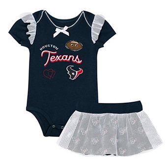 Girls Newborn Outerstuff Navy Houston Texans Melted Hearts Printed Bodysuit and Skirt Set