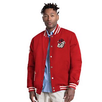 Men's Starter Red Georgia Bulldogs Spectator Varsity Full Snap Jacket
