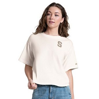 Women's Starter White Syracuse Orange Advantage Cropped T-Shirt