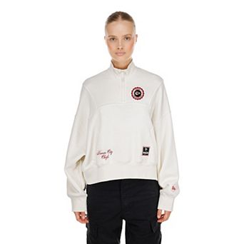 Women's New Era Cream Kansas City Chiefs Academic Quarter-Zip Pullover