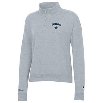Women's Champion Heather Gray Dallas Cowboys Powerblend Quarter-Zip Sweatshirt