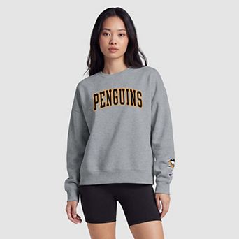 Women's Champion Heather Gray Pittsburgh Penguins Applique Crewneck Sweatshirt
