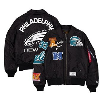 Men's New Era x Alpha Industries Black Philadelphia Eagles MA-1 Full-Zip Bomber Jacket