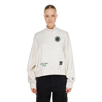 Women's New Era Cream Philadelphia Eagles Academic Quarter-Zip Pullover