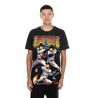 Men's New Era Shohei Ohtani Black Los Angeles Dodgers Anime Oversize Graphic T-Shirt
