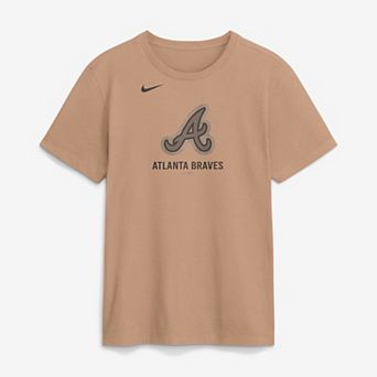Men's Nike Tan Atlanta Braves Fashion Cotton T-Shirt