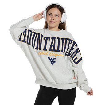 Women's Pressbox Heather Gray West Virginia Mountaineers Flannigan Oversized Fleece Sweatshirt