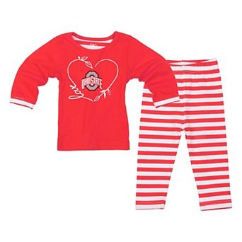 Girls Toddler Wes & Willy Scarlet Ohio State Buckeyes 2 pc Long Sleeve Top and Pants Set
