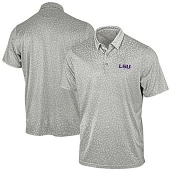Men's Antigua Gray LSU Tigers Mono Floral Polo