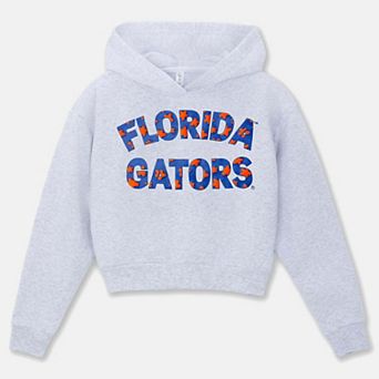 Girls Youth ZooZatz Gray Florida Gators Cropped Hoodie