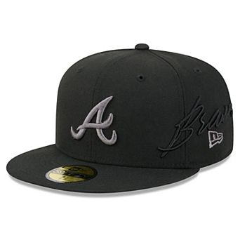 Men's New Era Black Atlanta Braves Side Script 59FIFTY Fitted Hat