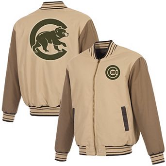 Men's JH Design Tan/Brown Chicago Cubs Reversible Canvas Full-Zip Jacket