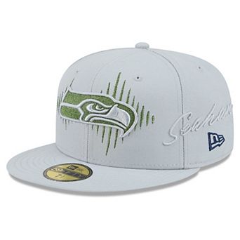 Men's New Era Gray Seattle Seahawks Rivalries Collection Fan Pack Side Script 59FIFTY Fitted Hat