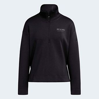 Women's adidas Black Miami Hurricanes Soft Lux Quarter-Zip Pullover