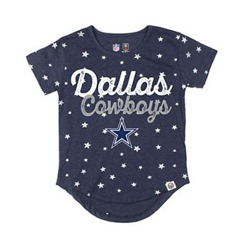 Girls Youth Wes & Willy Navy Dallas Cowboys Shimmer Star T-Shirt