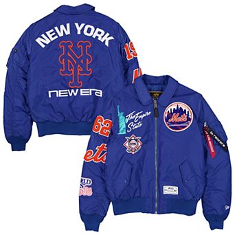Men's New Era x Alpha Industries Royal New York Mets MA-1 Full-Zip Bomber Jacket