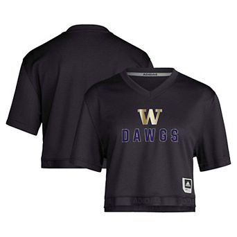Women's adidas Black Washington Huskies Strategy Cropped Football Jersey