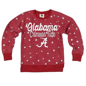 Girls Youth Wes & Willy Crimson Alabama Crimson Tide Shimmer Star Reverse Fleece Sweatshirt