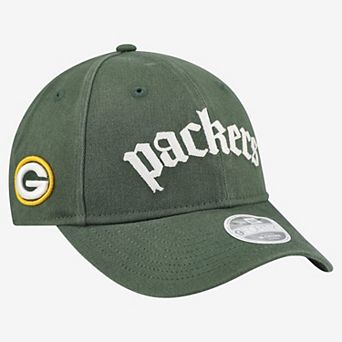 Women's New Era Green Green Bay Packers Gothic Font 9FORTY M-Crown Adjustable Hat