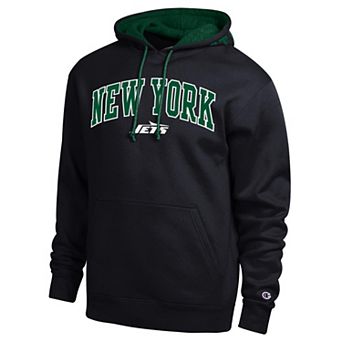 Men's Champion Black/Green New York Jets Contrast Hoodie
