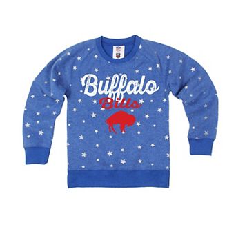 Girls Youth Wes & Willy Royal Buffalo Bills Shimmer Star Reverse Sweatshirt