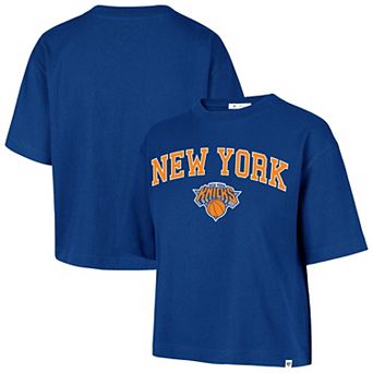Women's '47 Royal New York Knicks Arch Game Reed City Cropped T-Shirt